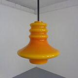 Orange glass ceiling light from Doria, Germany, 1960s.
