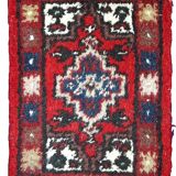 Vintage persian hamadan handmade carpet 1.3' x 1.9' (40cm x 59cm) 1970s, 1c762