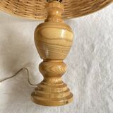 Wooden foot lamp rattan lampshade