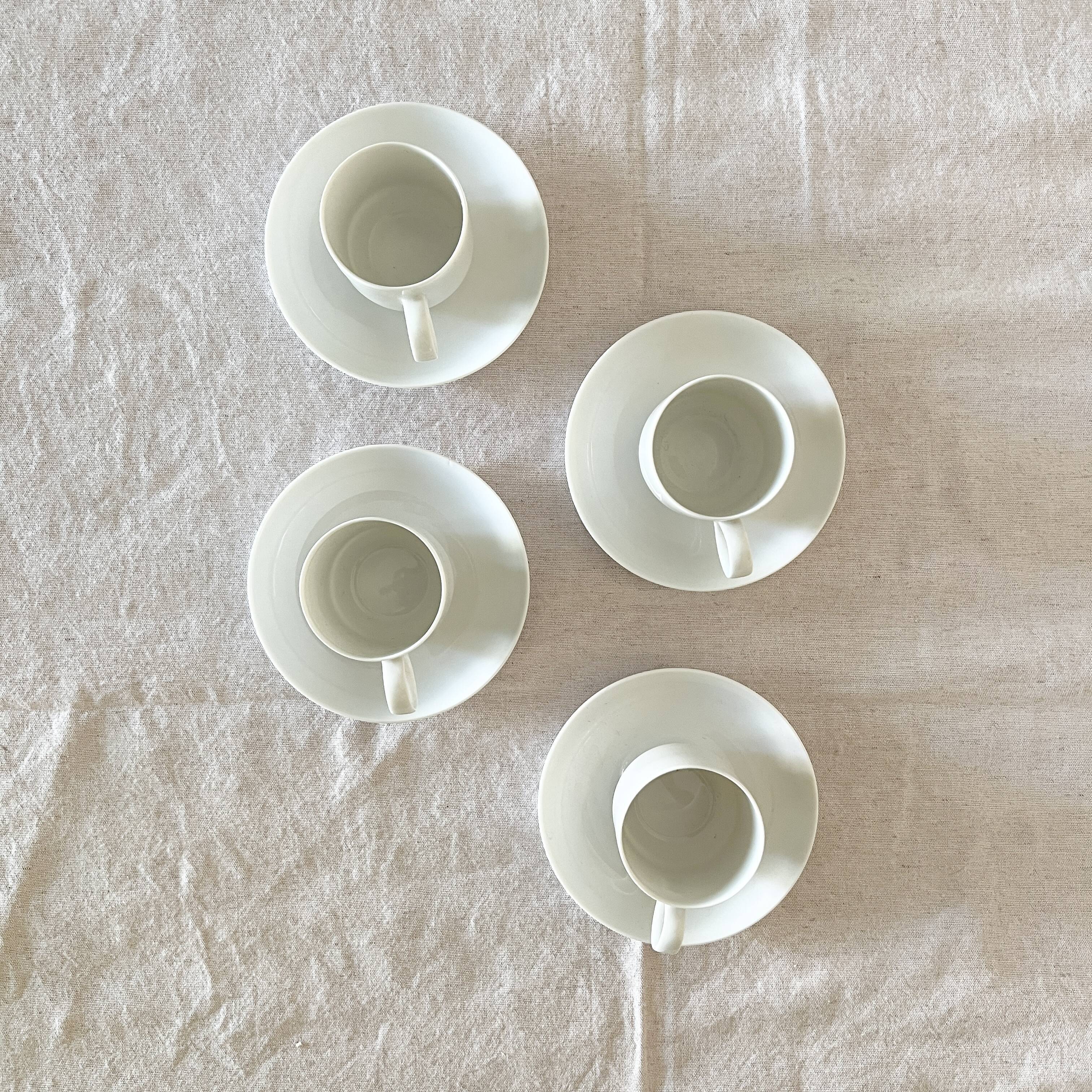 Rosenthal Studio Linie, white cups and saurcers, model DUO, designed by Ambrogio Pozzi
