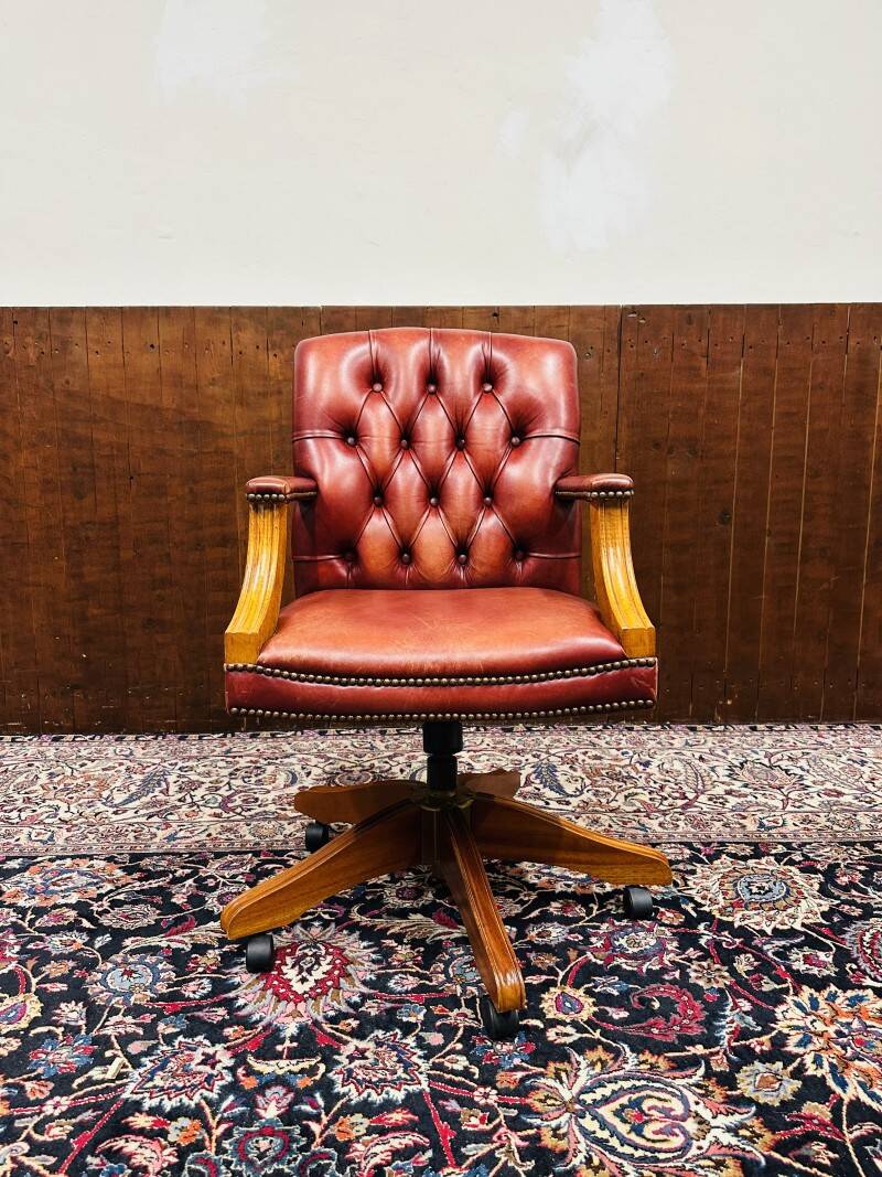 Classic English Red Chesterfield Desk Chair