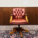 Classic English Red Chesterfield Desk Chair