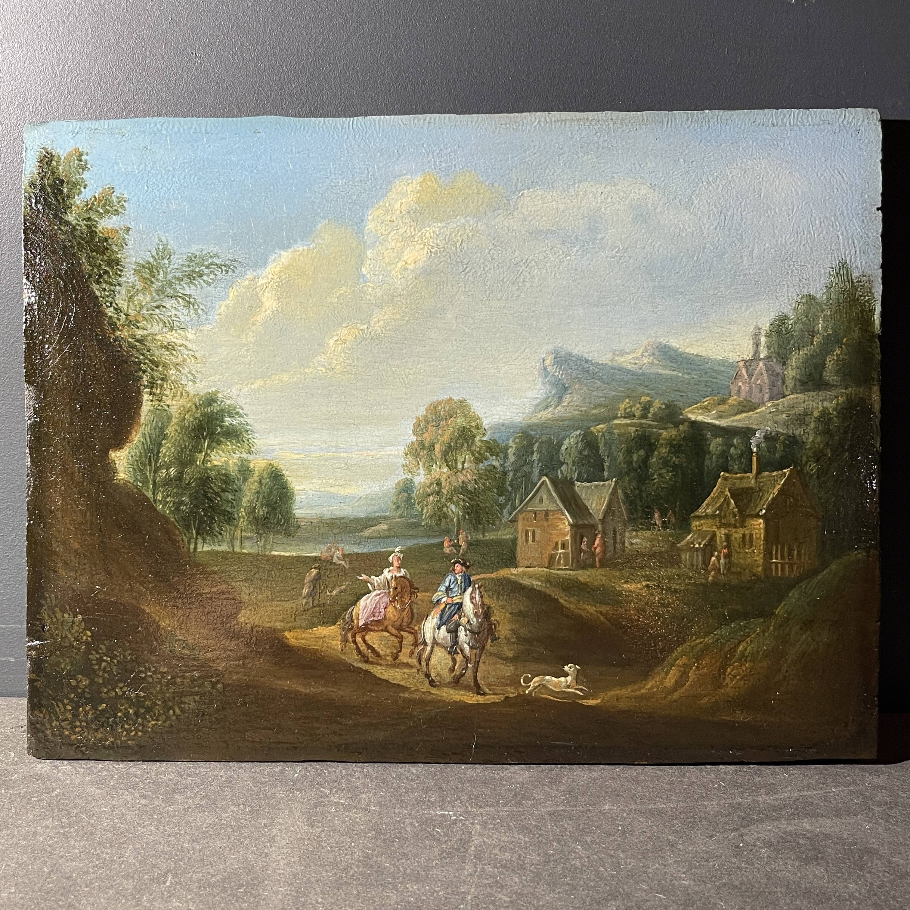 Pair of small paintings, Entourage of Jan Peeter Verdussen, oil on panel, 18th century
