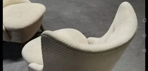 Fauteuil wing chair egg tonneau années 50 moderniste