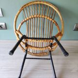 Chair armchair shell child steel rattan bamboo vintage