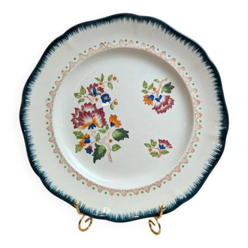 Large ironstone plate Longwy – Shanghai model – Polychrome floral decoration