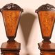 pair of stools in walnut and marquetry - 19th century