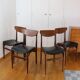 4 Scandinavian chairs in solid wood and black imitation leather