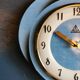 Silent vintage formica wall pendulum clock "Dam blue black"