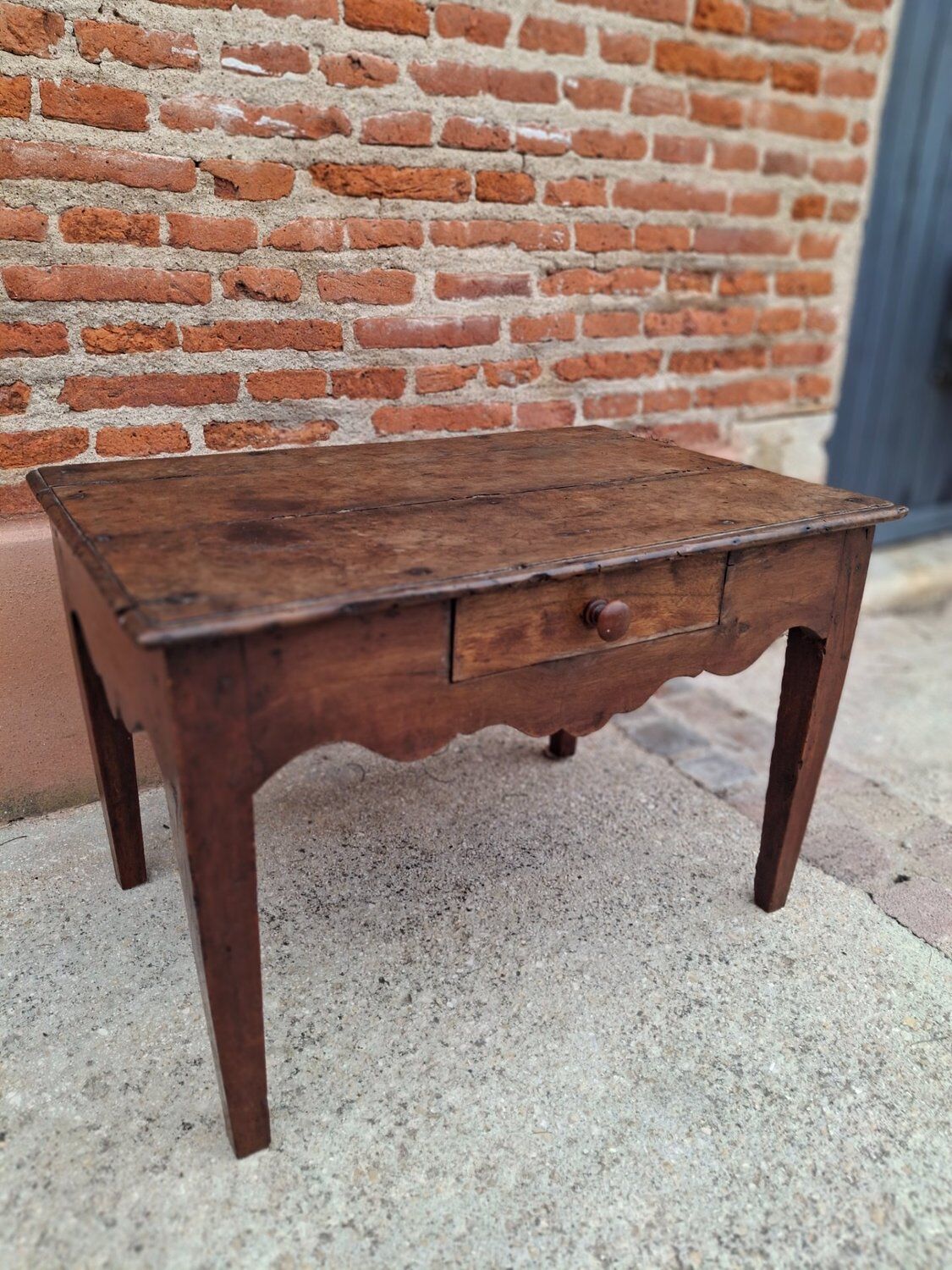 rustic Louis XV coffee table solid walnut 18th century