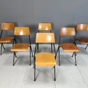 Chaises de salle à manger en contreplaqué post-moderne, années 1970