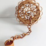 Handcrafted Bamboo and Rattan Pendant Lamp, Spanish Modernist, 1960s