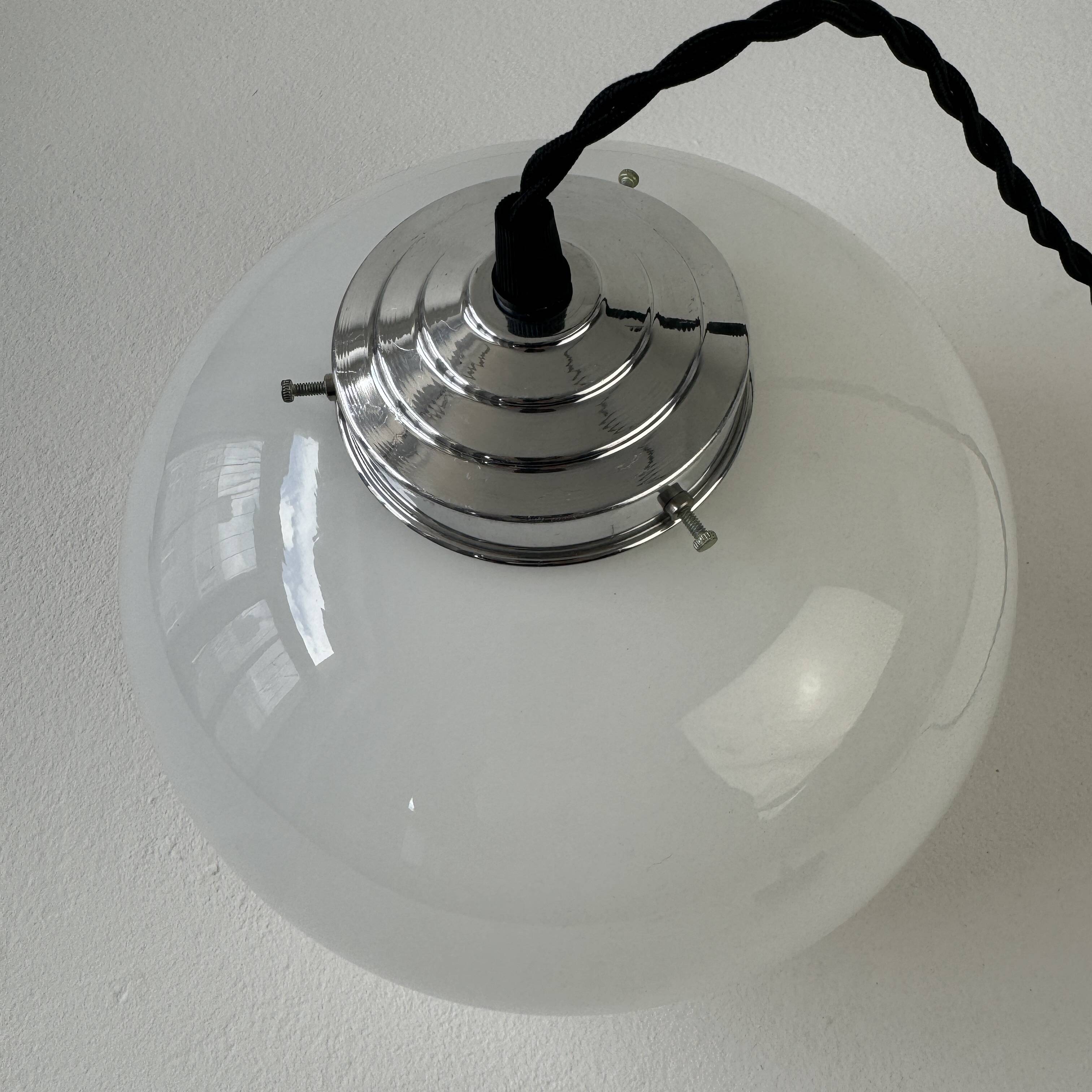 Pair of antique opaline pendant lights 24 cm vintage
