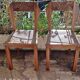 Art deco style chairs carved varnished wood honey brown color 1940