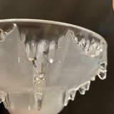 Glass pendant light, braided fabric cable and porcelain ceiling rose