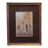 aquarelle signée Maurice Fillonneau (1930-2000) intitulée la Pluie
