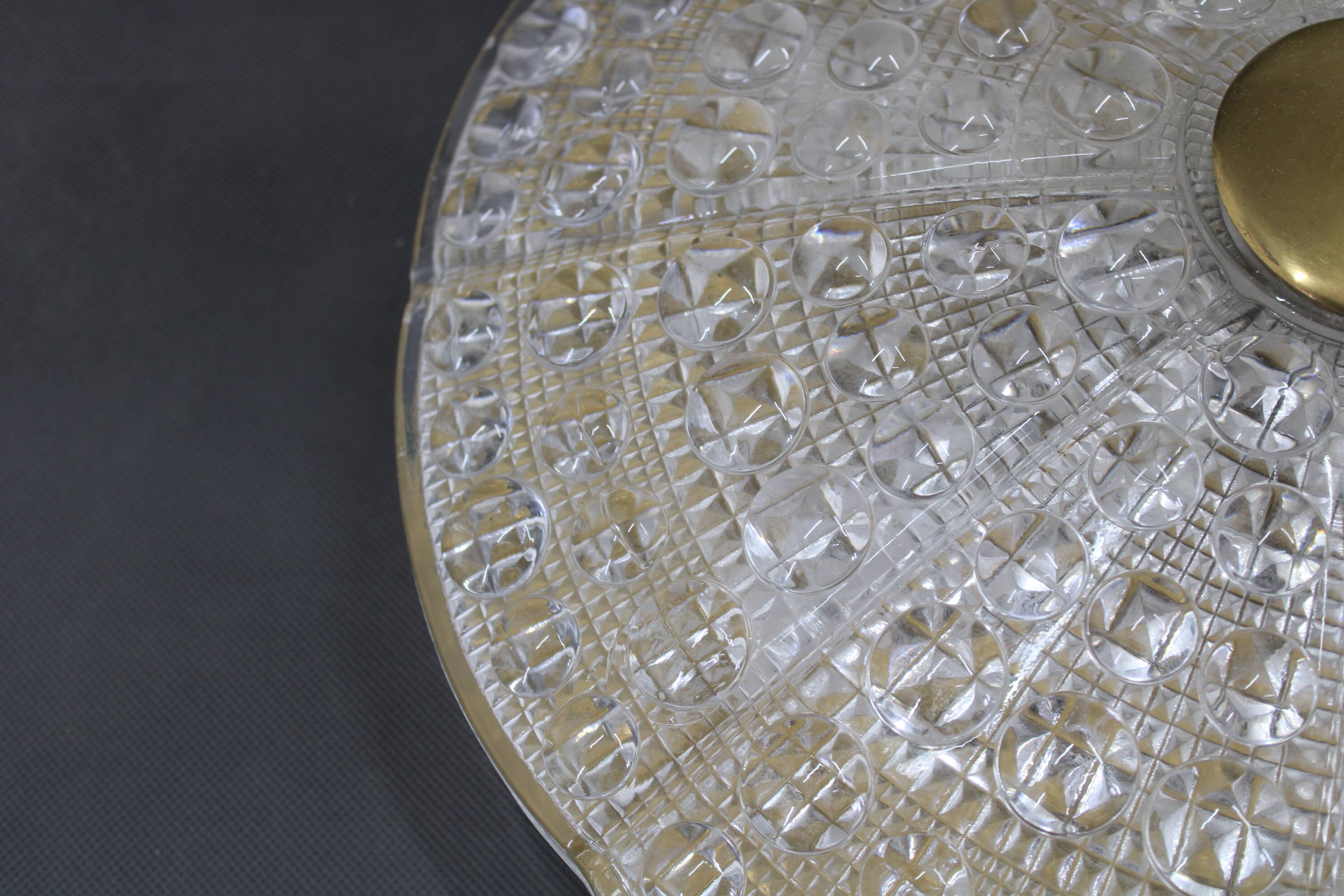 1970s Carl Fagerlund Pair of Brass and Glass Ceiling Lamps, Sweden