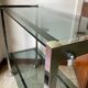 Vintage chrome dessert table, 2 smoked glass trays.