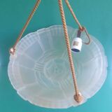 Pressed glass basin pendant light with Art Deco floral decoration Artistar France