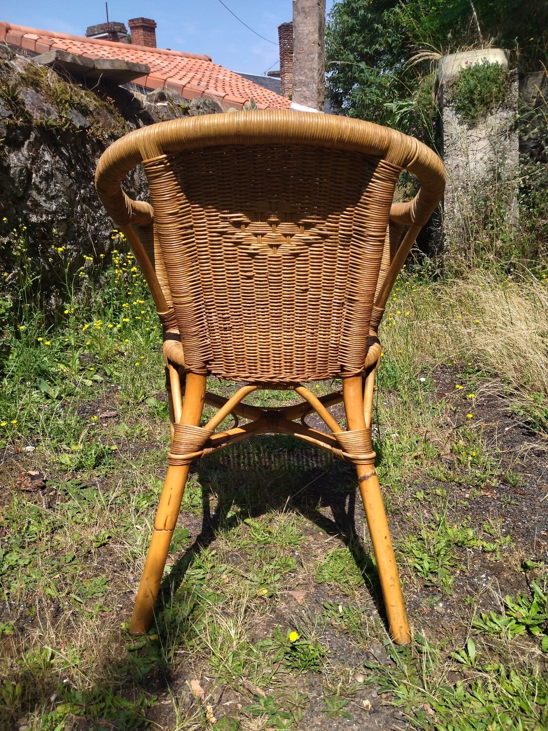 Adult chair wicker and bamboo