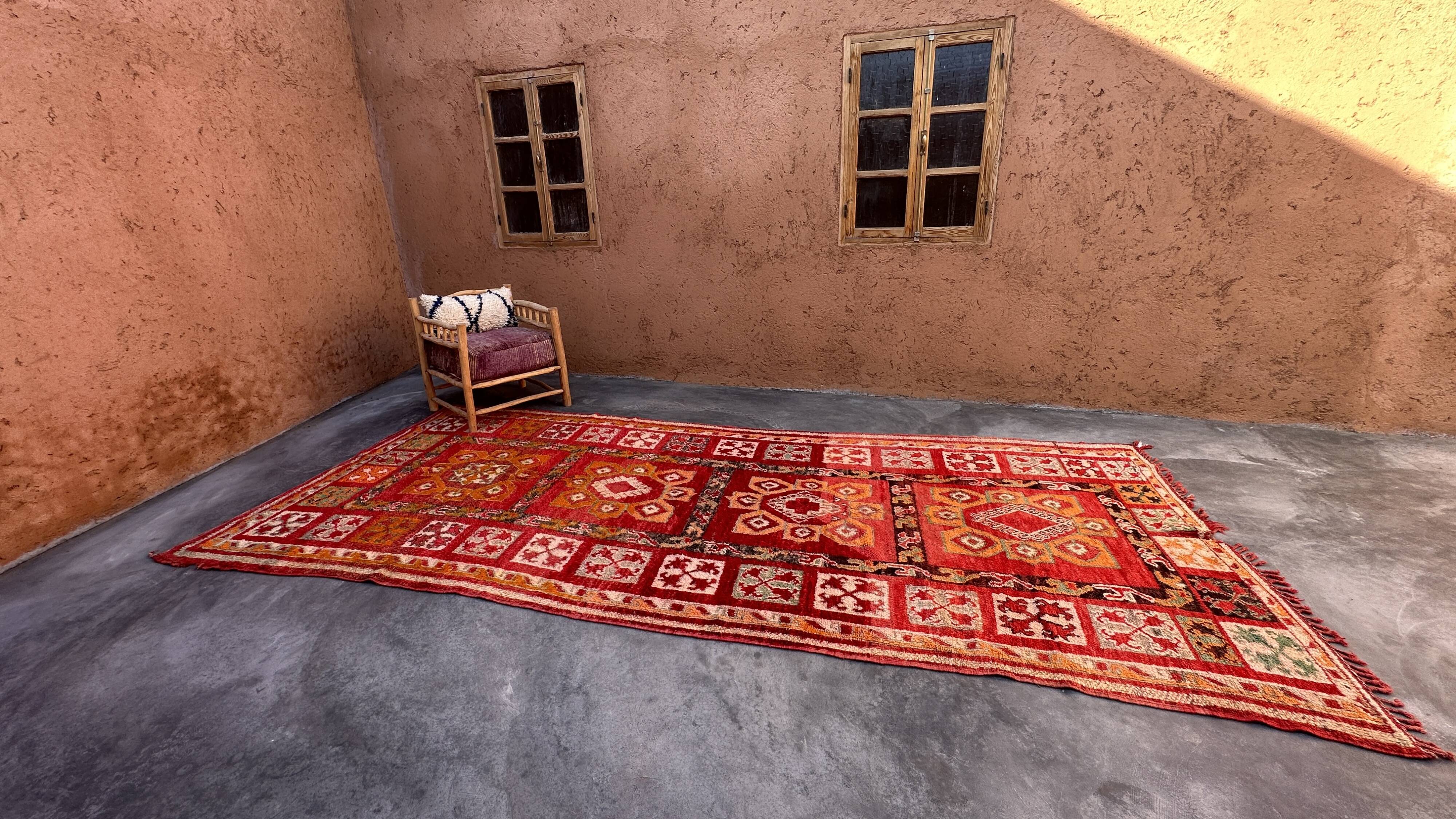 Moroccan Arabia rug red - 186 x 434 cm