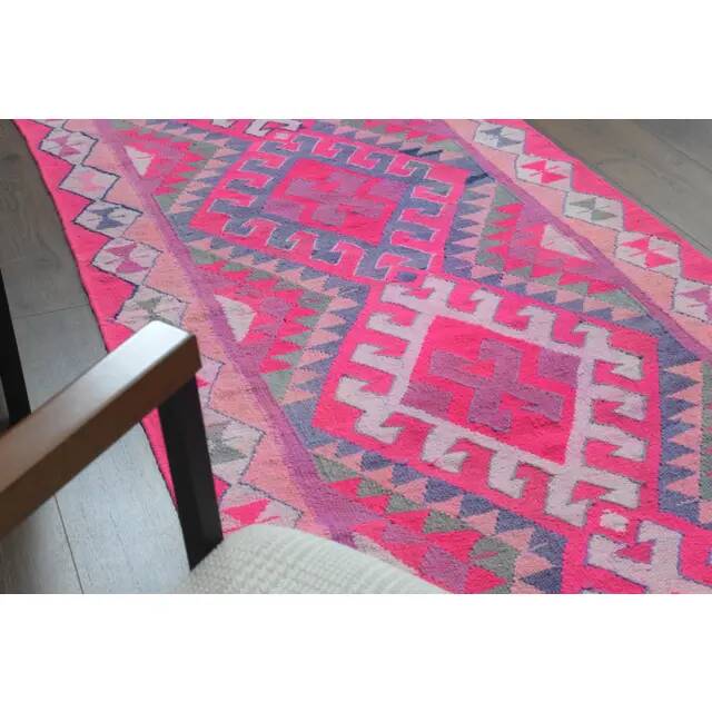 Tapis vintage turc en laine et coton noué à la main, années 1970