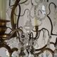 French Bronze and Glass 6 Light Cage Chandelier With Assorted Crystals 5518