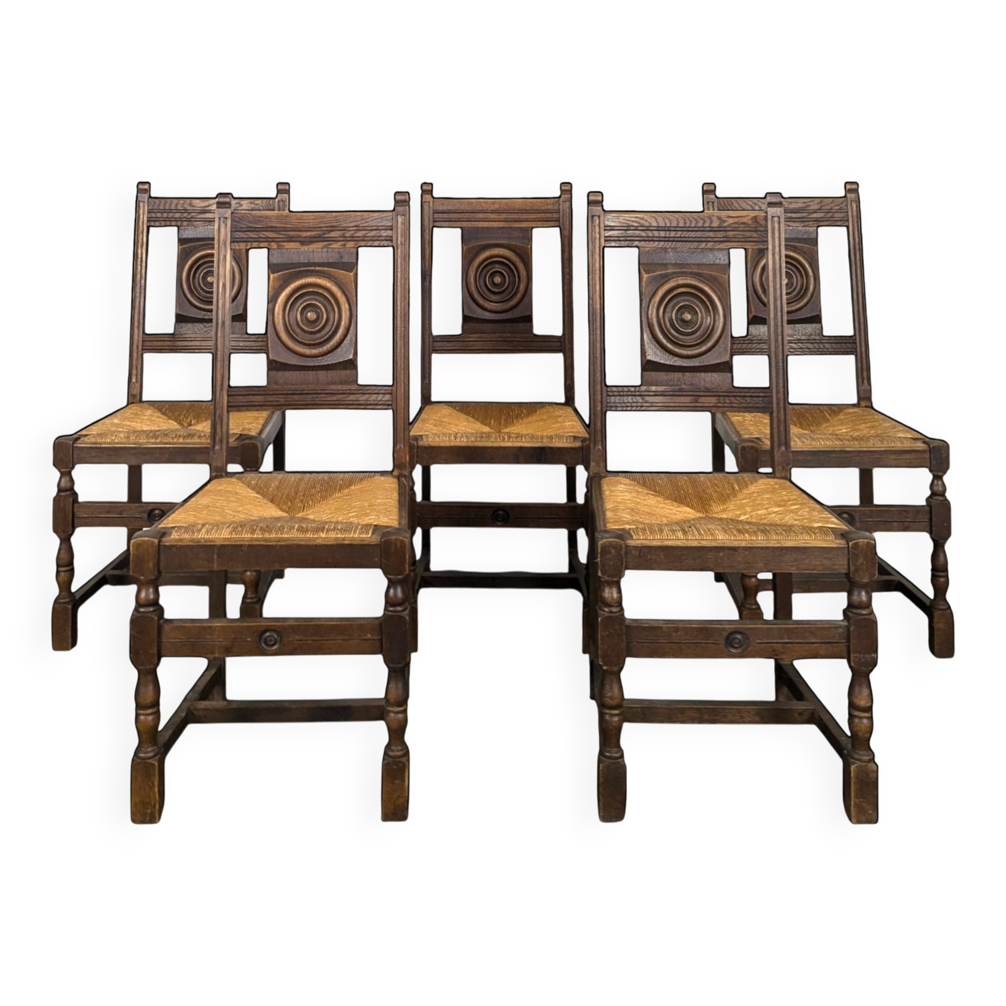 Série de 5 chaises dans l'esprit de Dudouyt