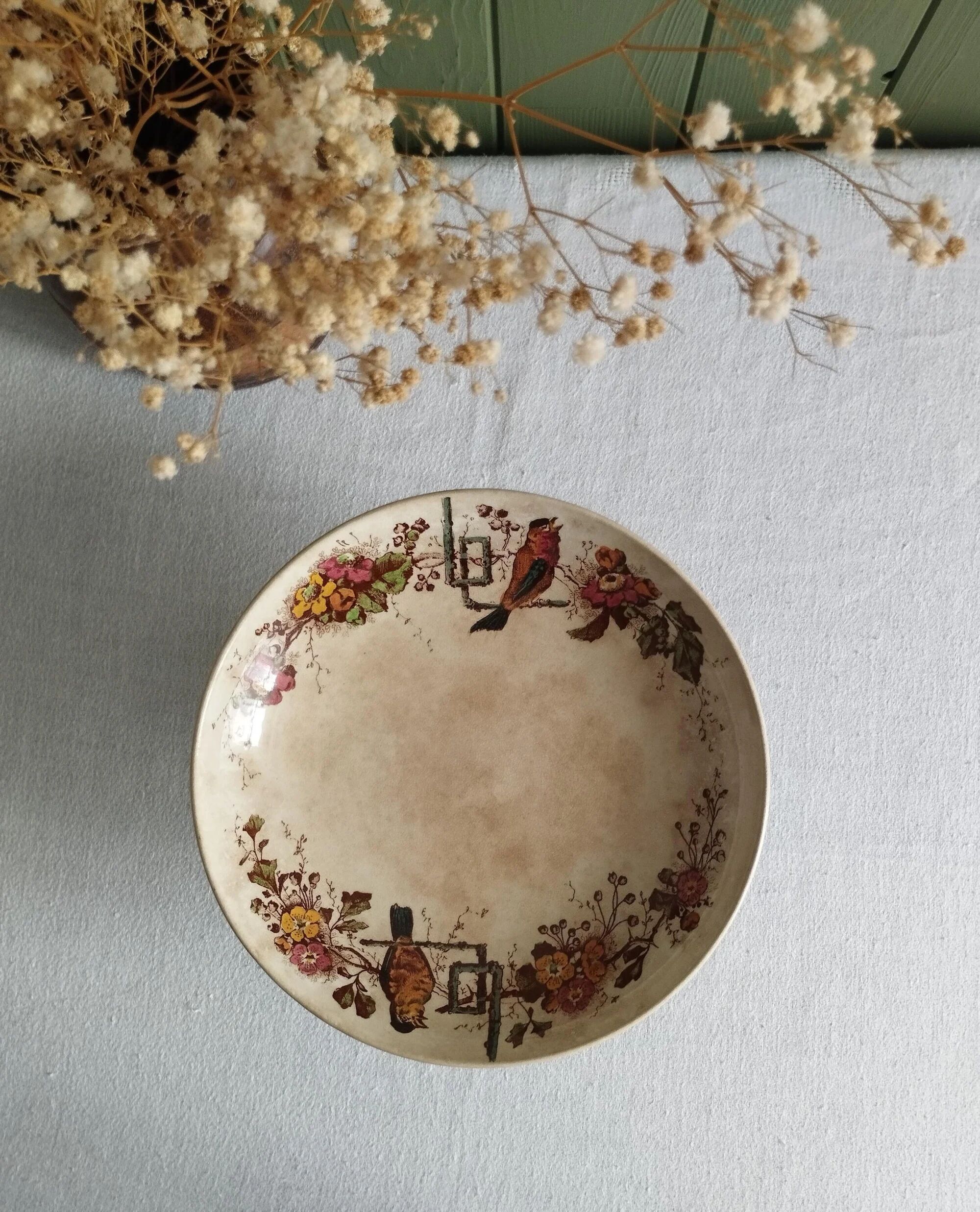 Ironstone compote E. Bourgeois Grand Dépôt Birds