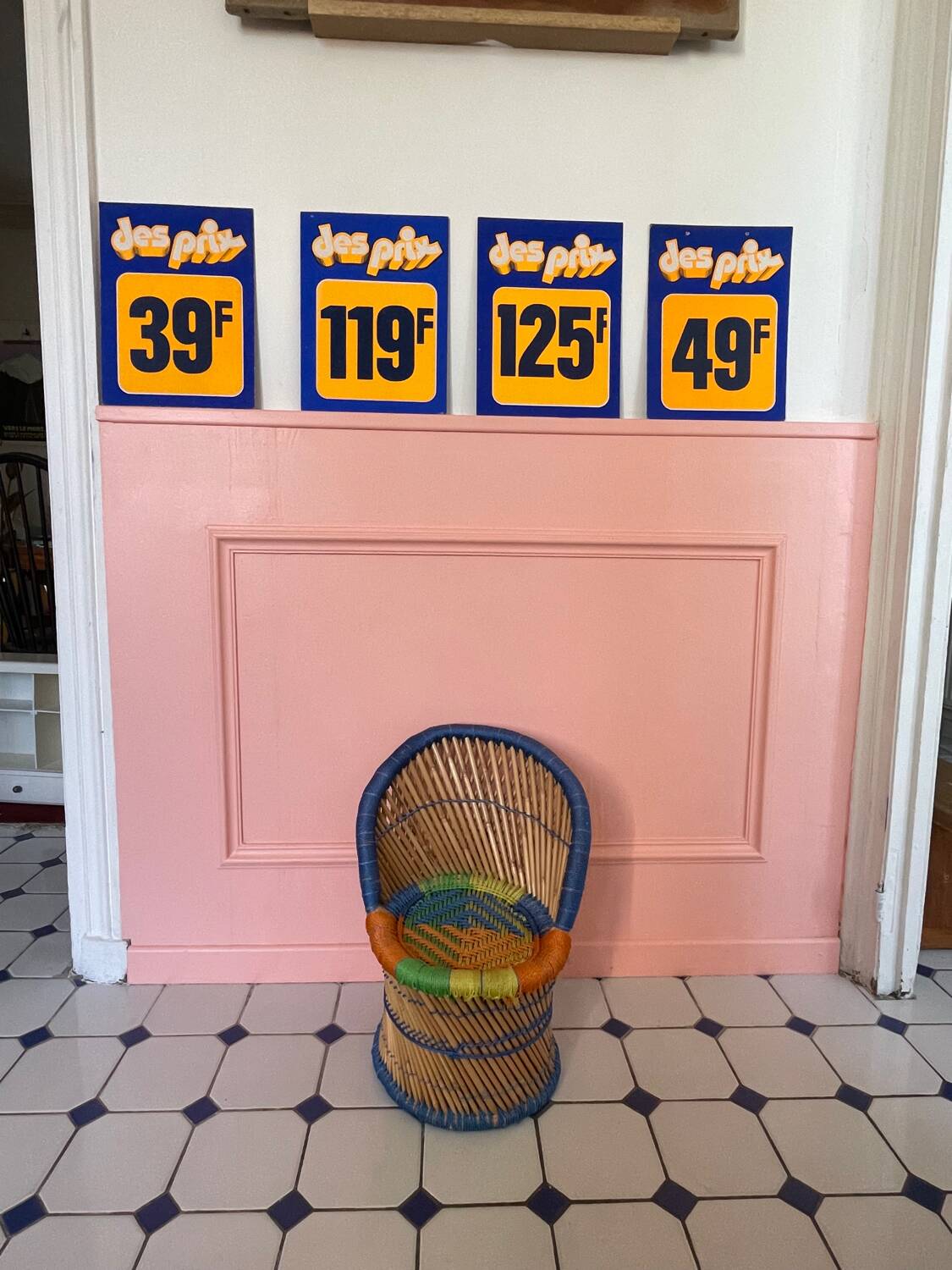 Rattan and rope children's armchair