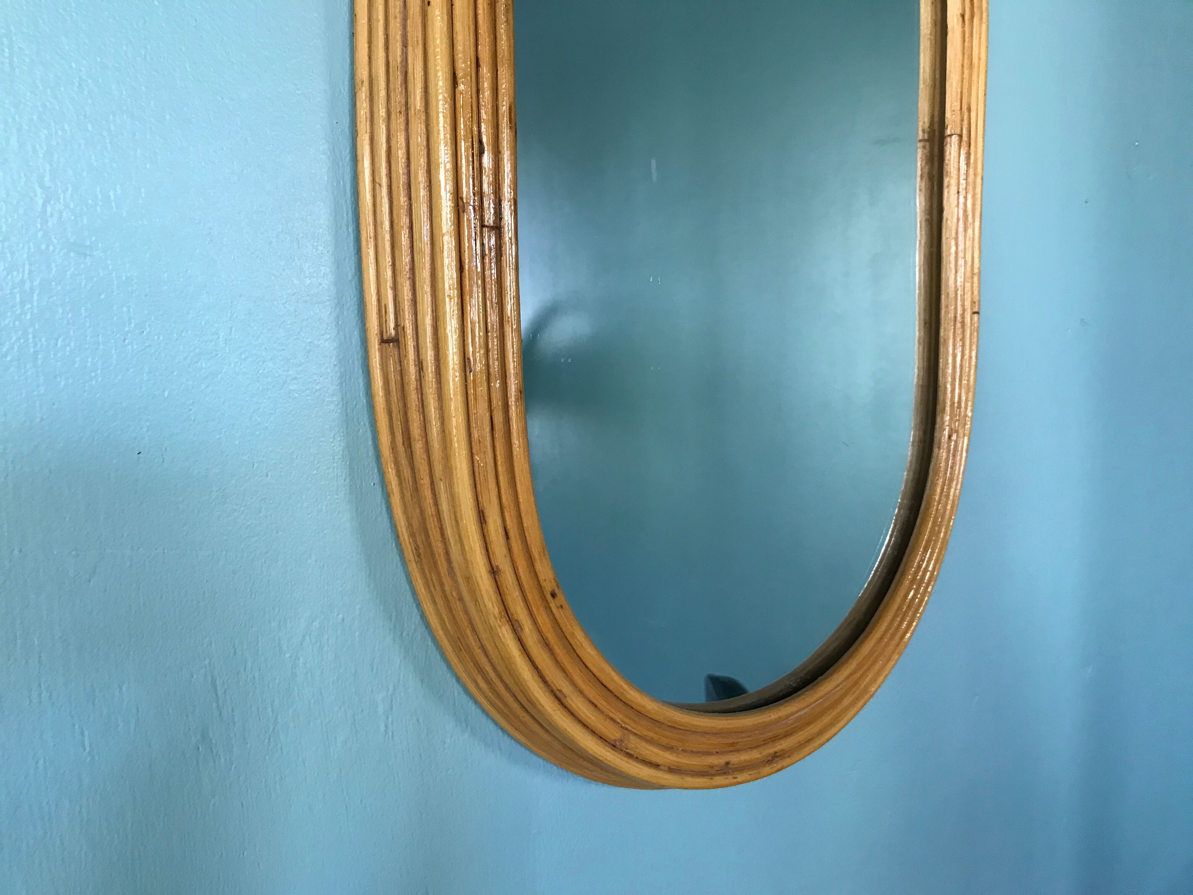 Pair of bamboo mirrors 34x56cm