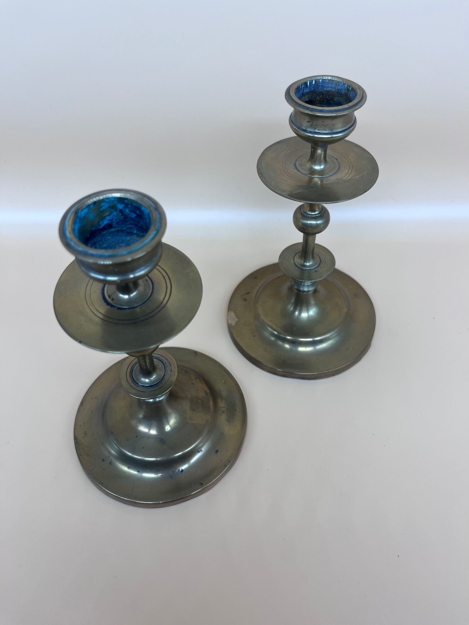 Pair of brass candle holders