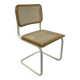 Chaise Cesca modèle b32 en blanc et bois par Marcel Breuer