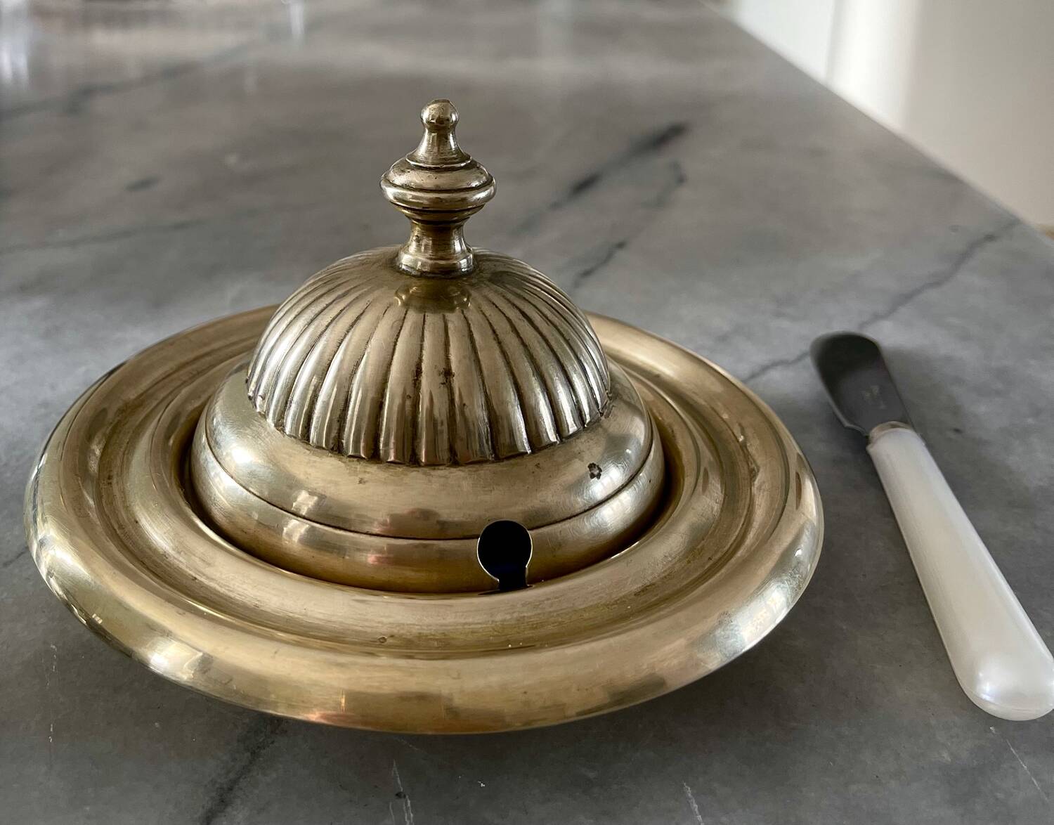 Brass butter dish