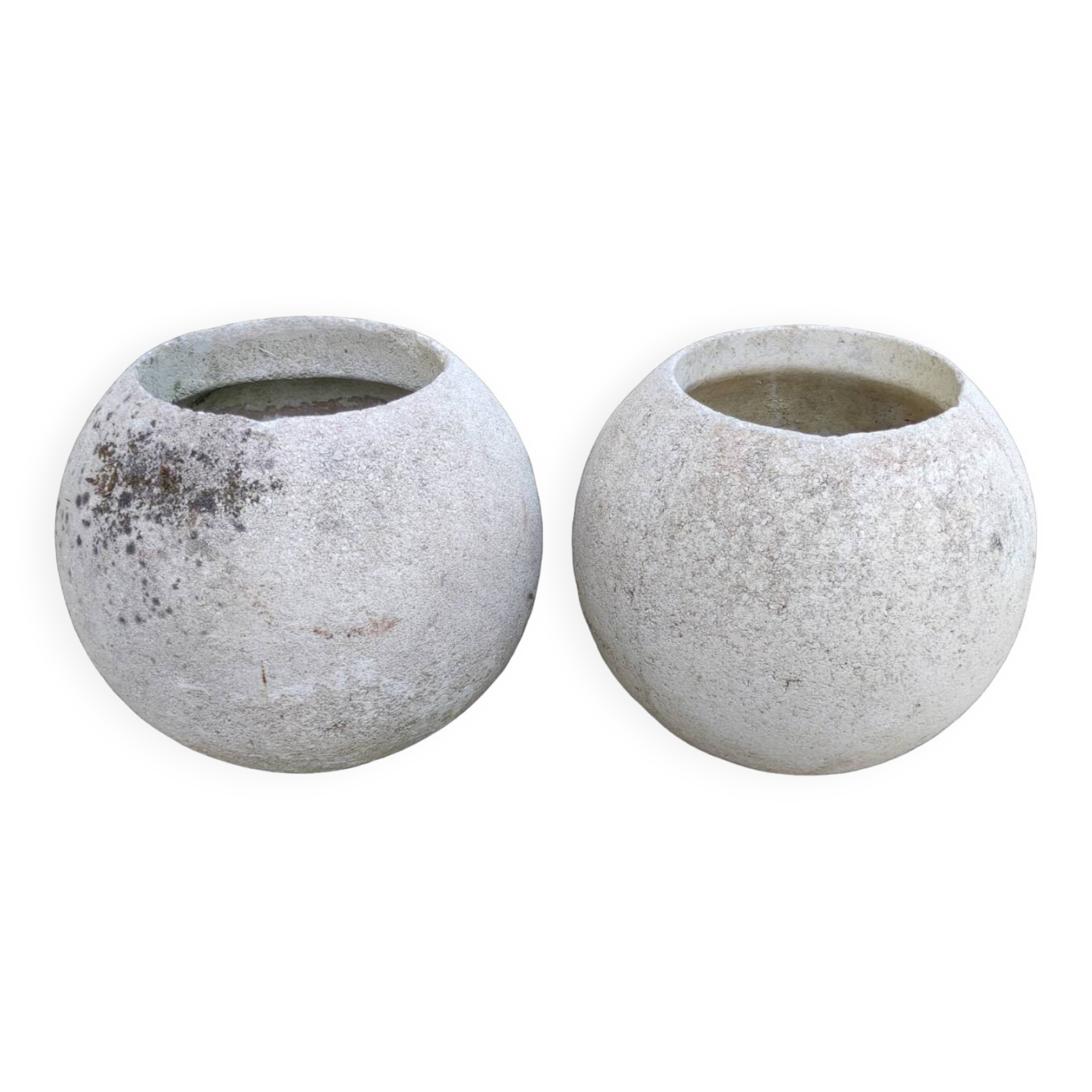 Pair of vintage sphere ball planters