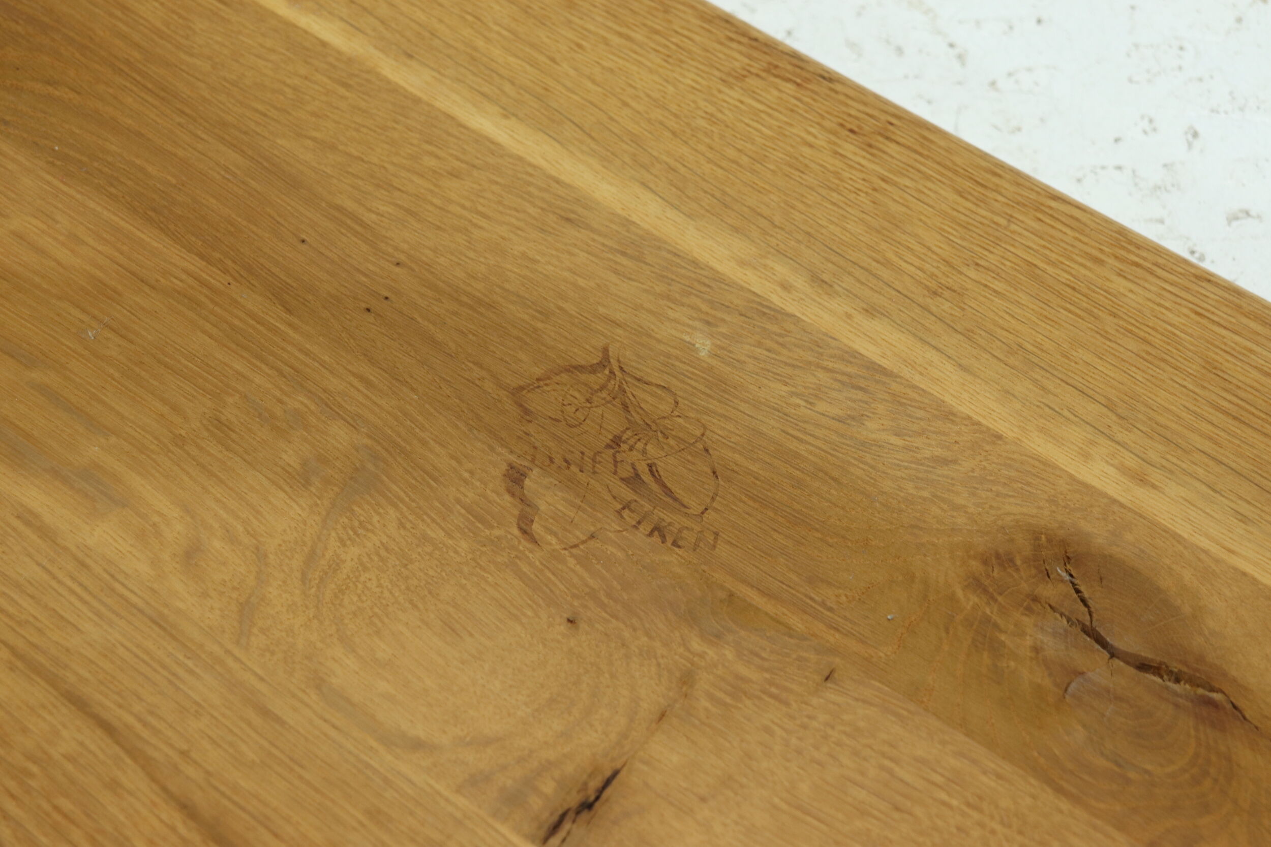 Solid oak brutalist side table or coffee table 1970s