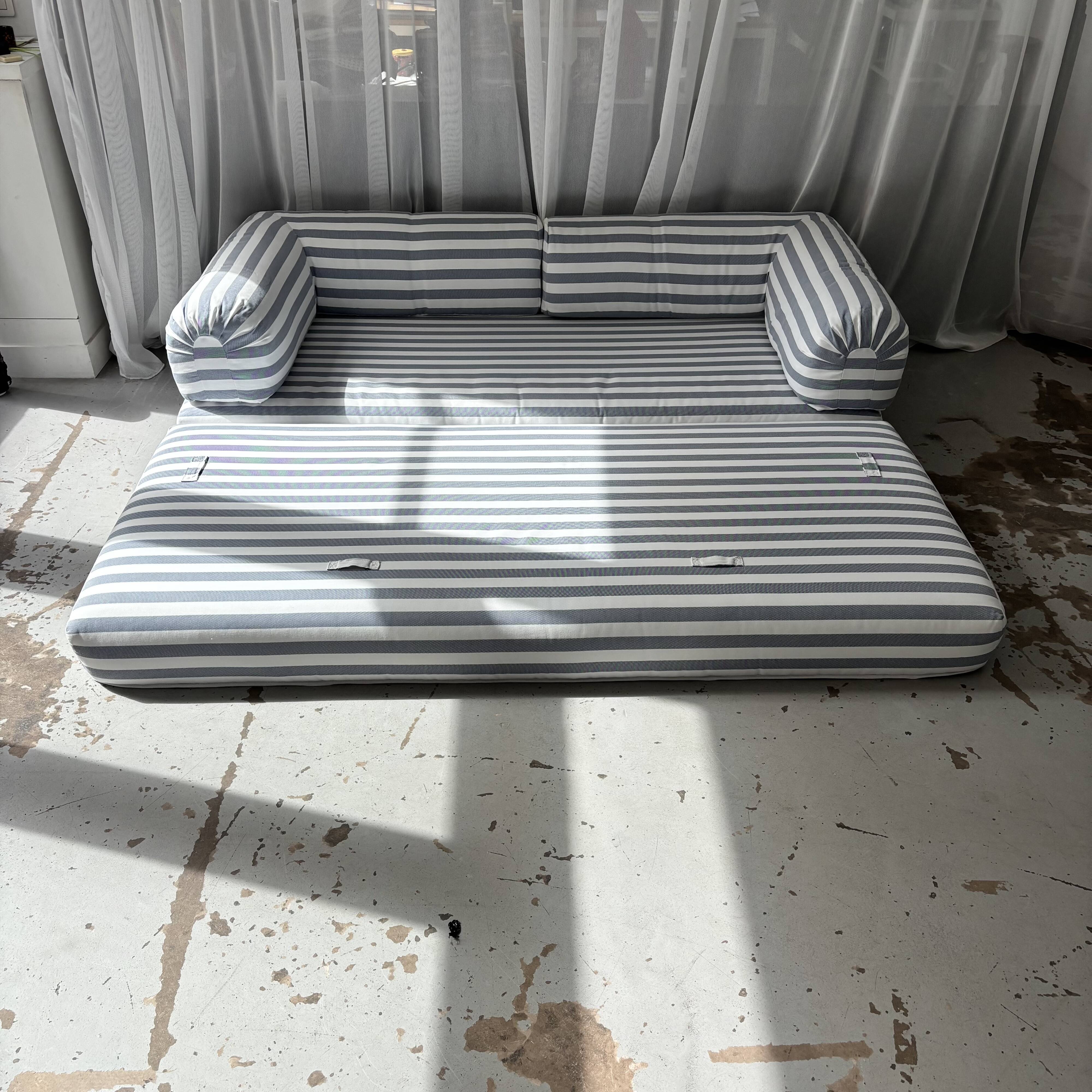 Vintage black and white striped sofa bed
