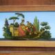 Small varnished wooden trumeau with a gallant scene motif