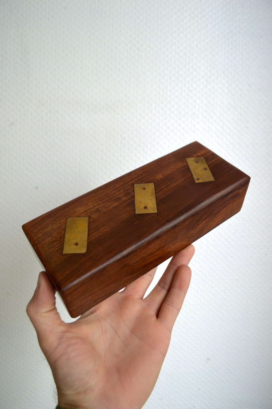 Box of brass and rosewood dominoes