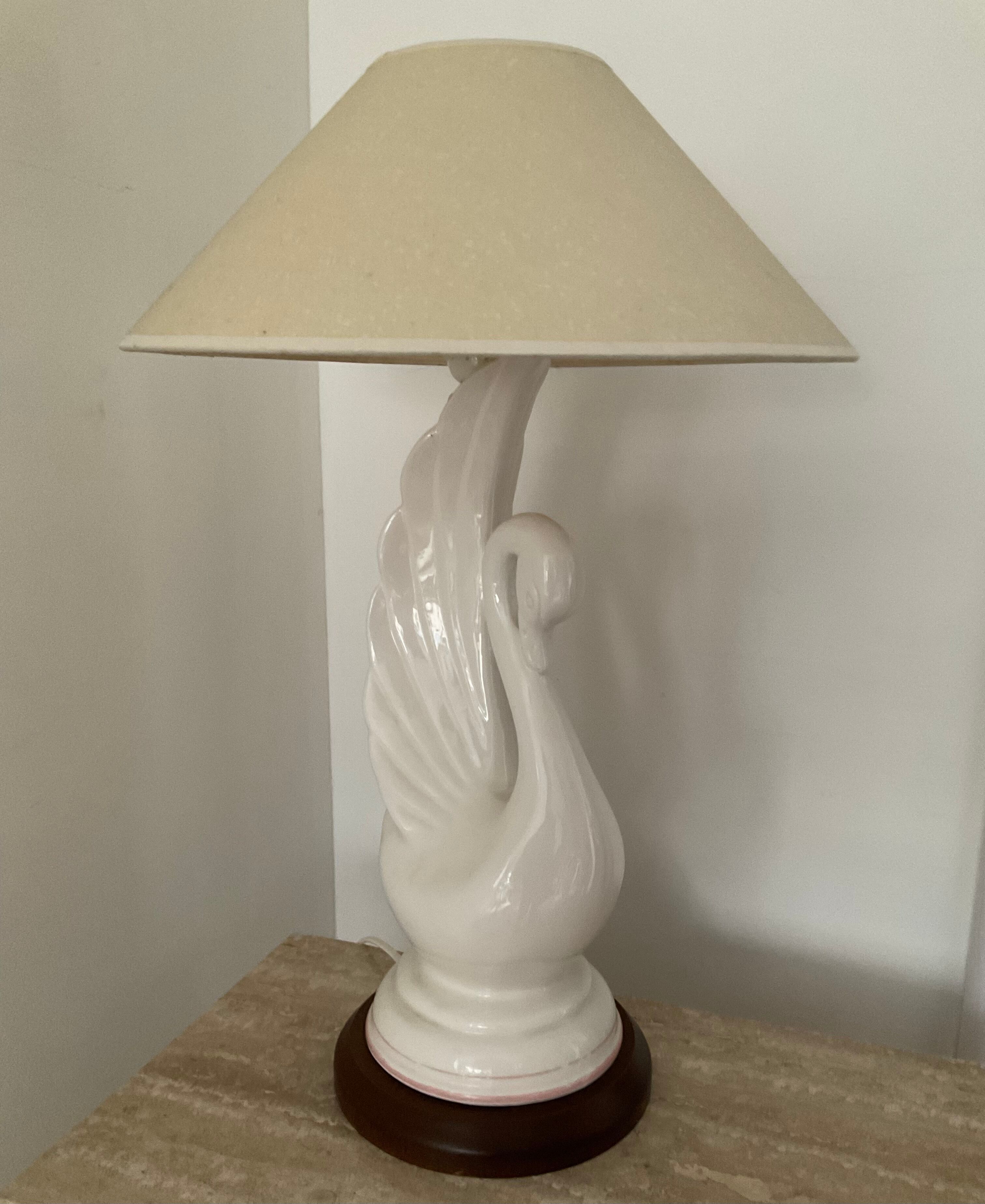 Vintage ceramic swan lamp from the 70s