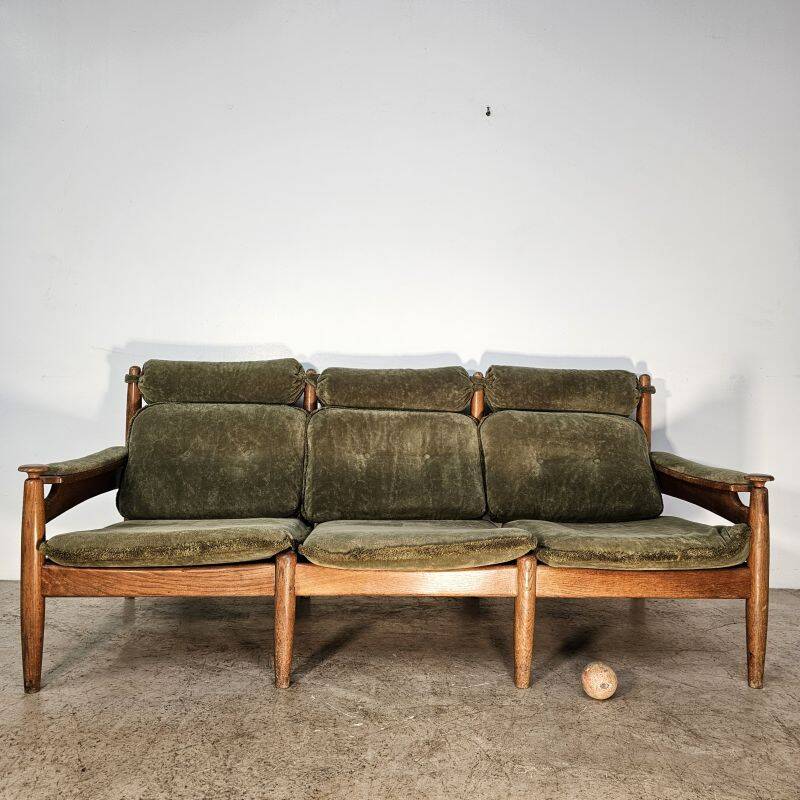Canapé en chêne trois places par E. Merthen, Ire Møbler, Suède, années 1960