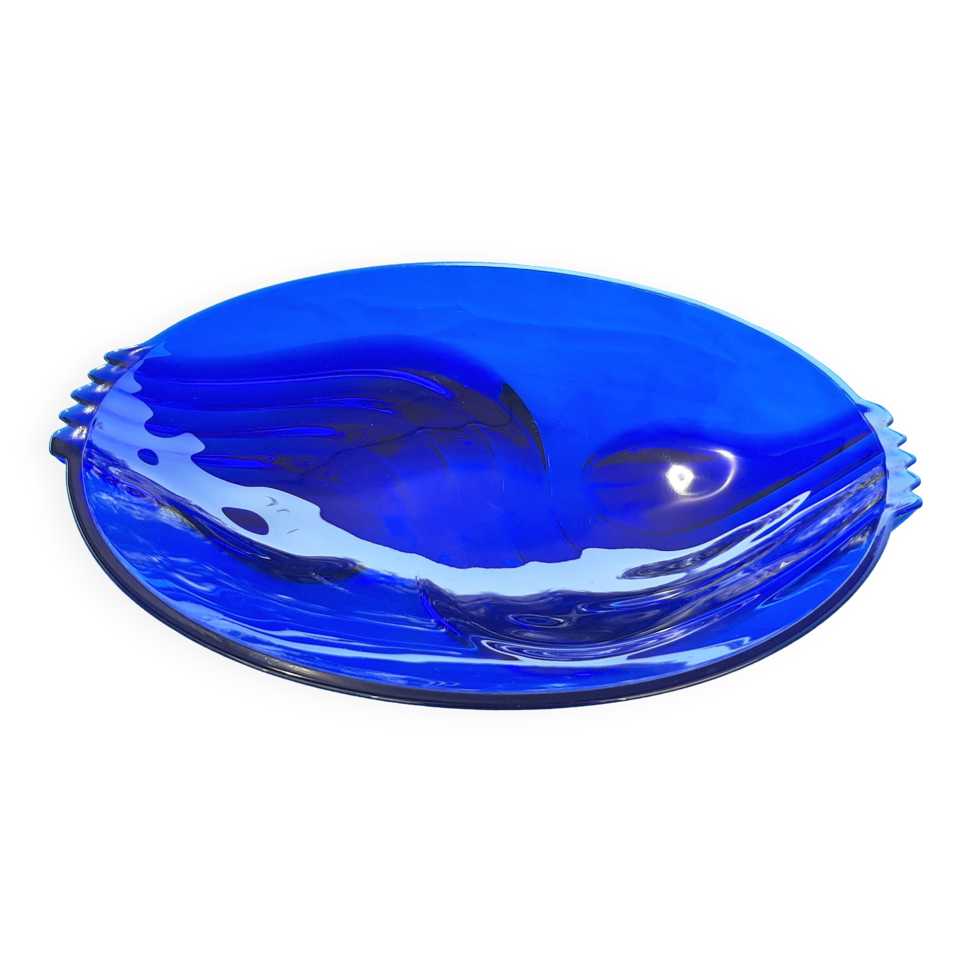 Blue glass dish