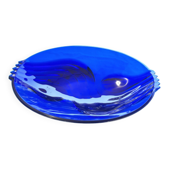 Blue glass dish