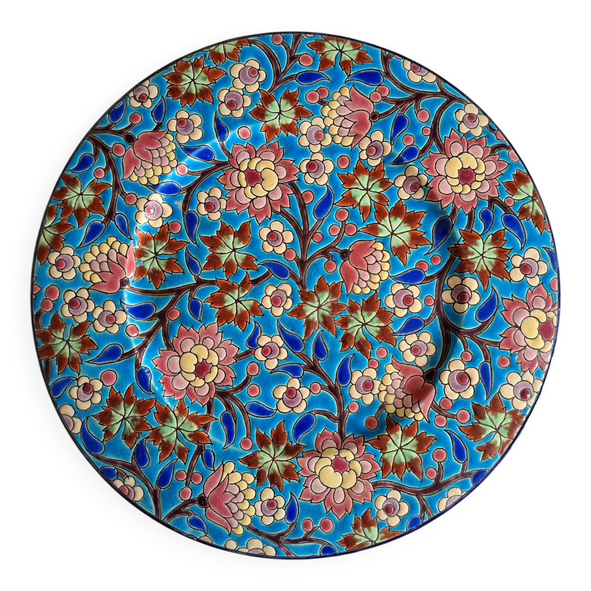 Plate in Longwy enamel 28.5 cm