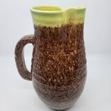 Pichet Pottery from Accolay in glazed ceramic, Brown and Yellow, France 1970.