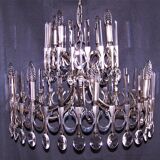 Lustre vintage ovali 12 feux design sciolari chrome métal inox space age