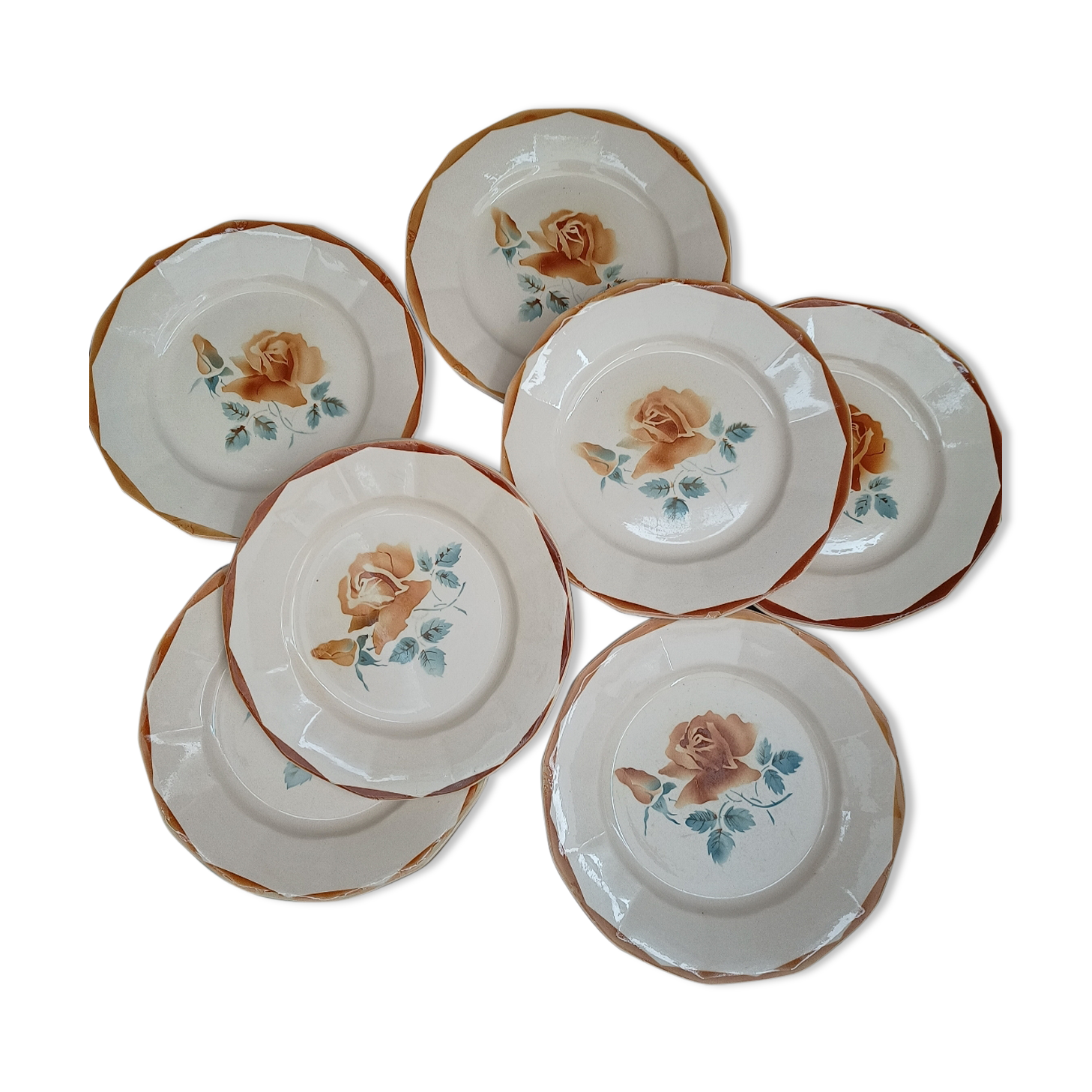 Set of 7 plates digoin Sarreguemines