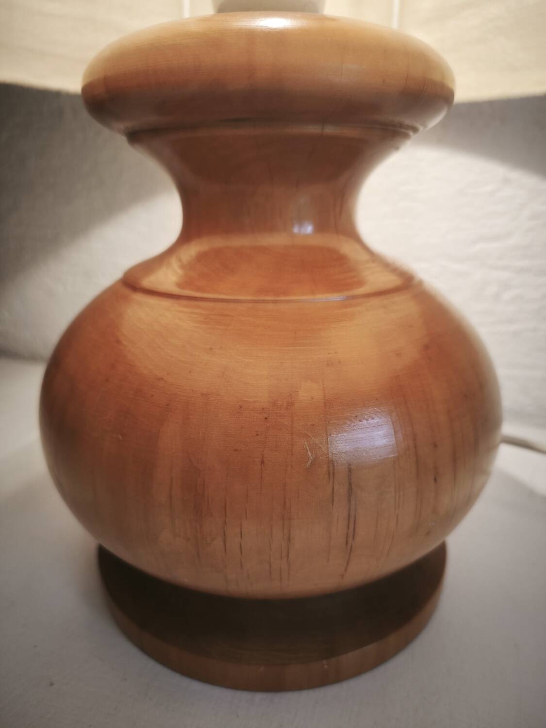 Herbarium lamp, turned wooden base, vintage bohemian