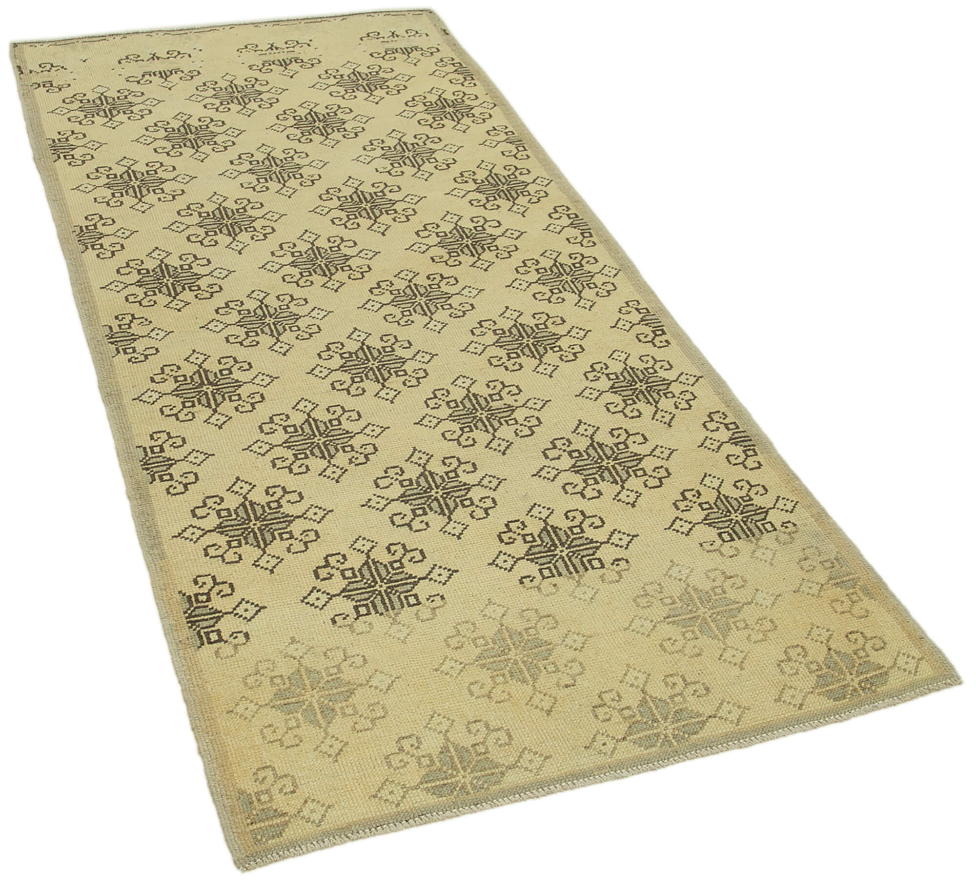 Hand-knotted wool turkish beige carpet 86 cm x 190 cm