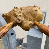 Brutalist coat rack in elm wood
